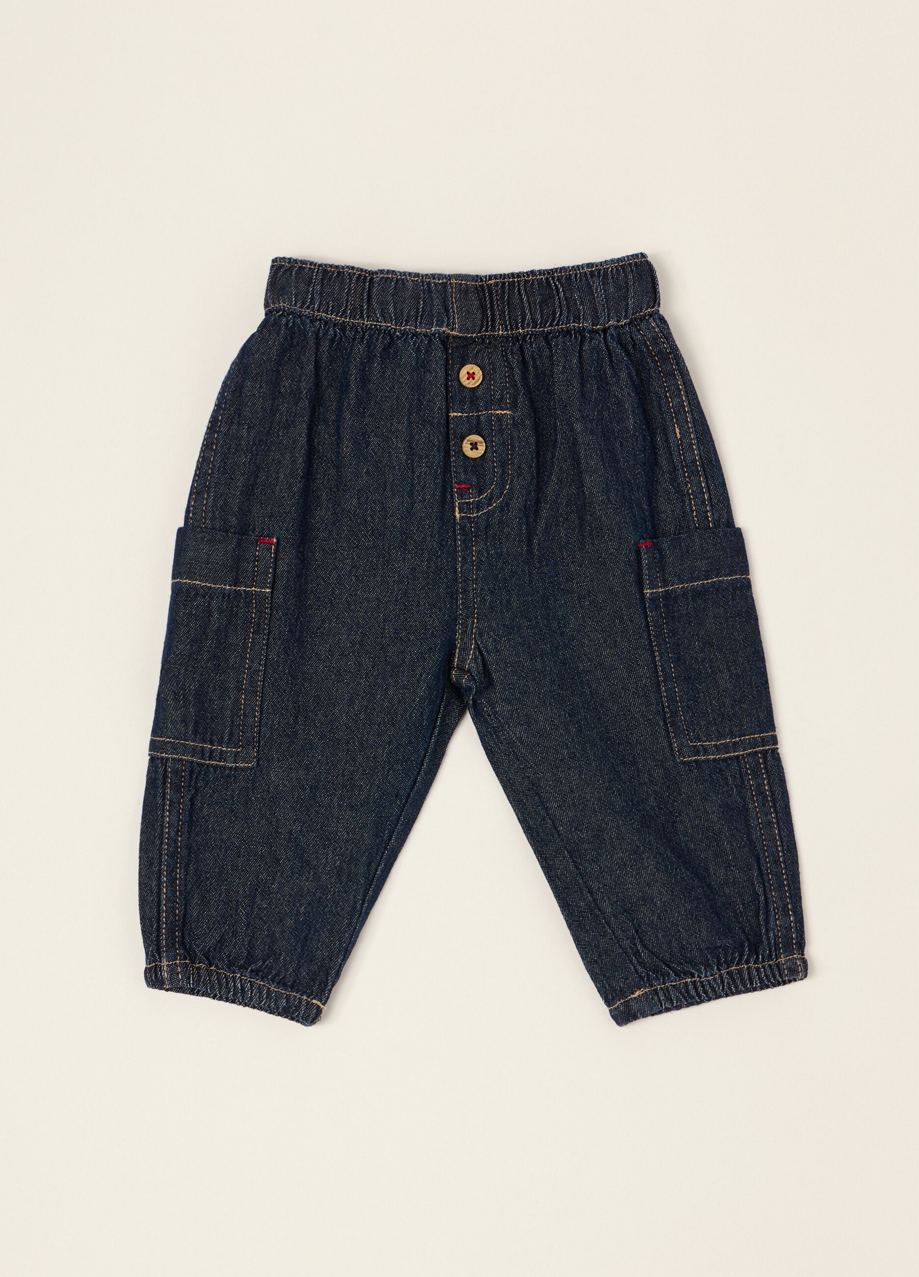 Baby blue denim trousers in pure cotton, regular fit