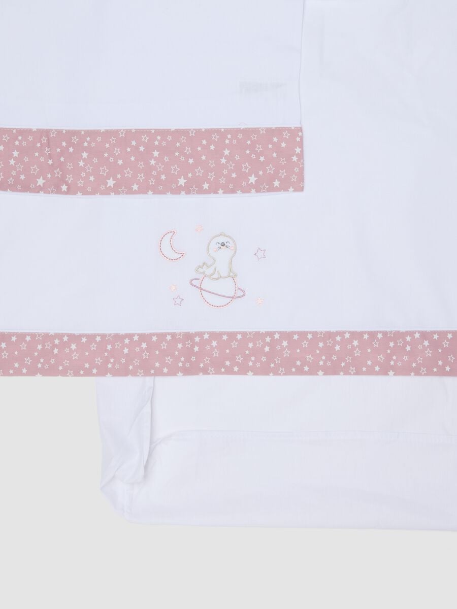 White and pink pure cotton baby girl sheet with star print_1