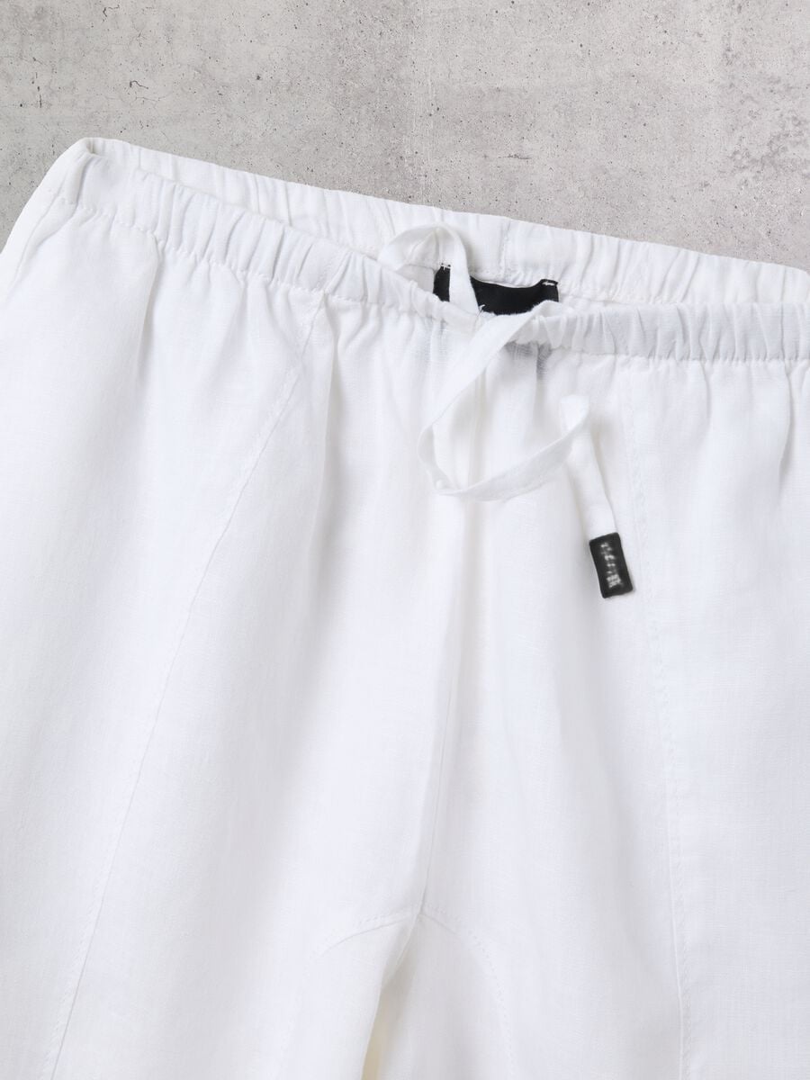 100% Linen Wide-Leg Trousers White_8