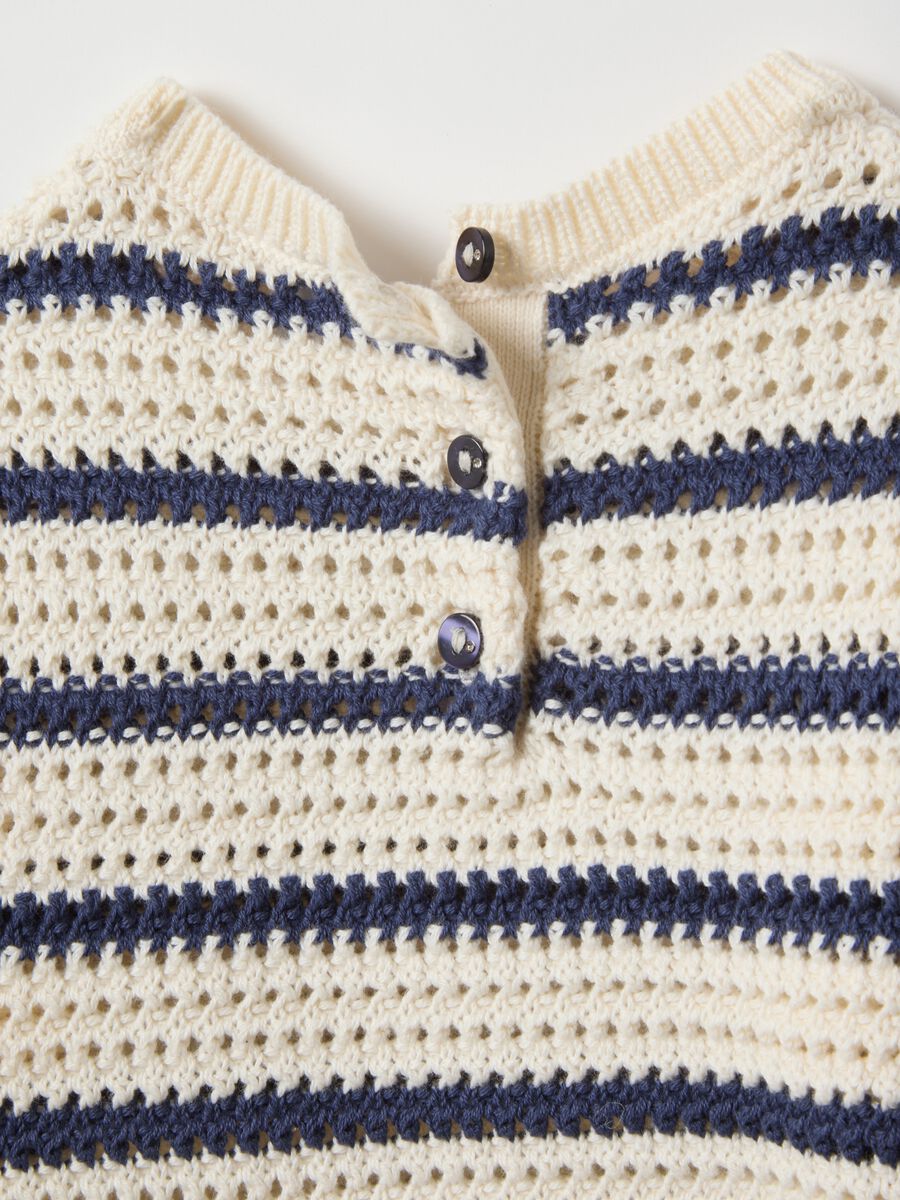 Pure cotton sweater with white and blue stripes regular fit for girls_3