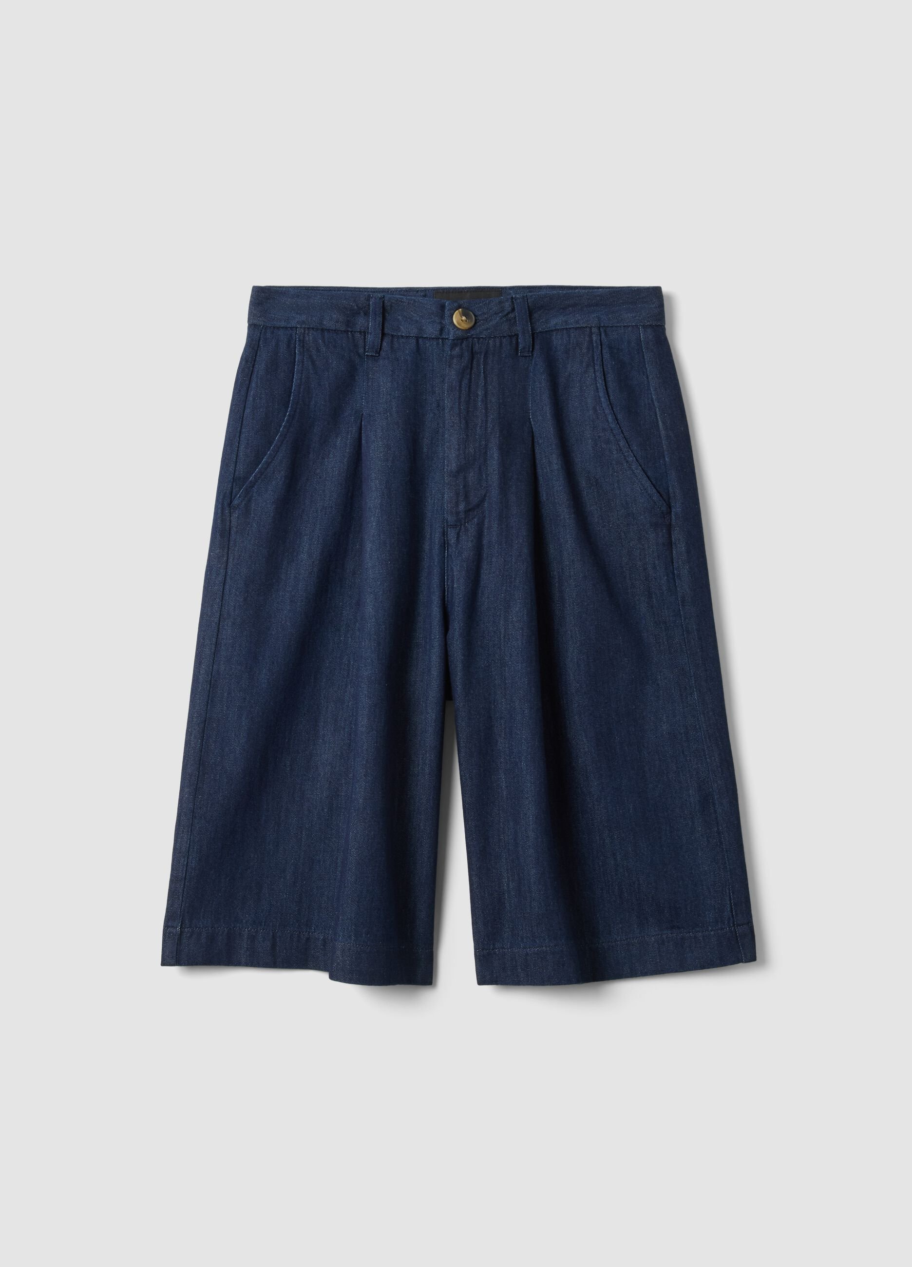 Wide leg pure cotton blue shorts