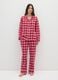 Red and white checked regular fit cotton blend pyjamas_0