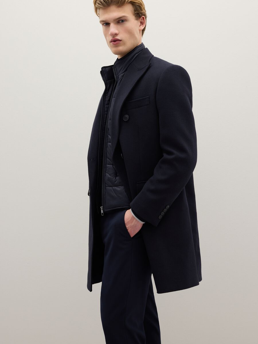 Blue regular fit coat with buttons_1