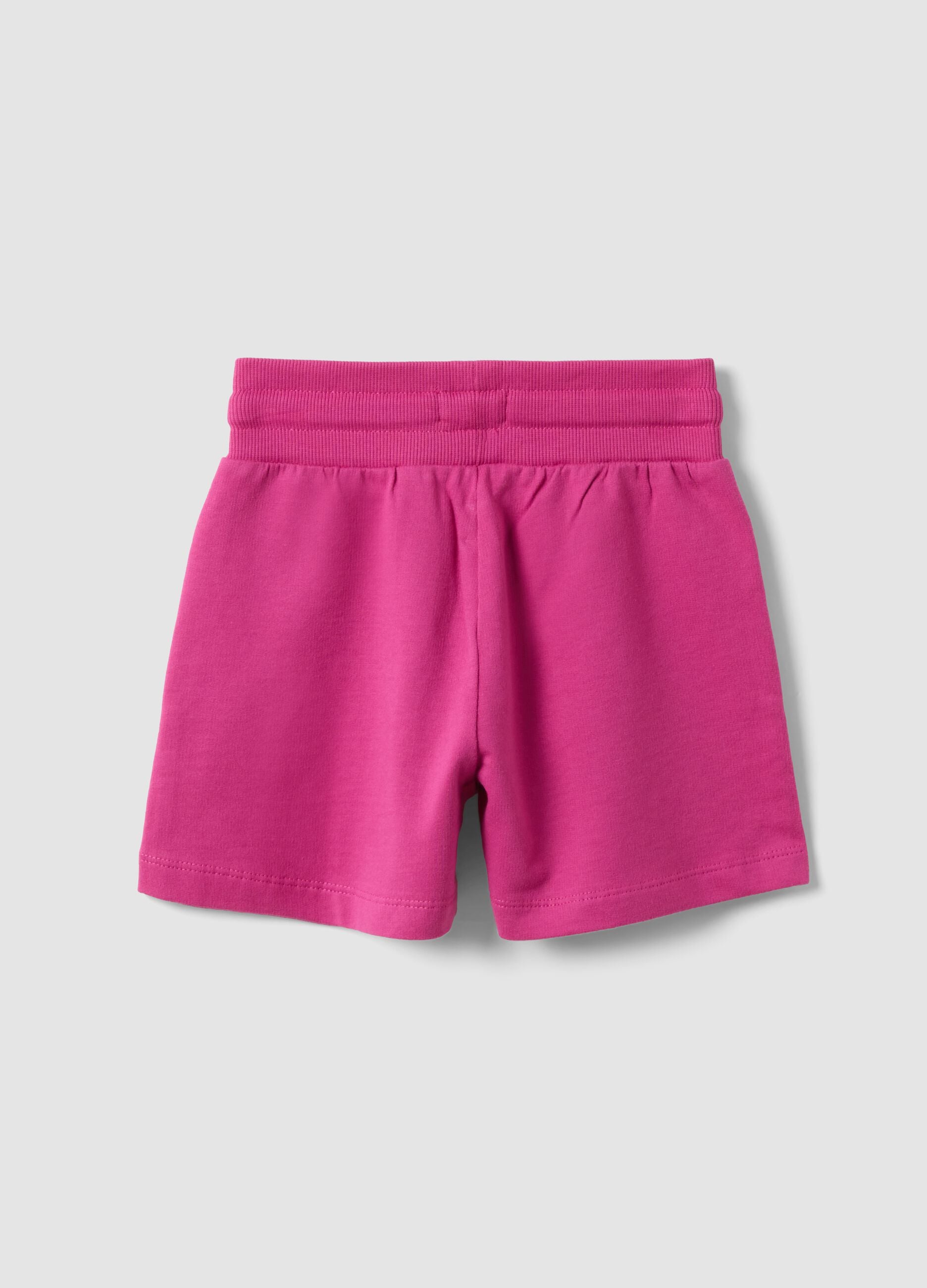 Pink regular-fit pure cotton shorts with elasticated waist for girls