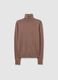 Brown ribbed high-neck sweater with regular fit_4