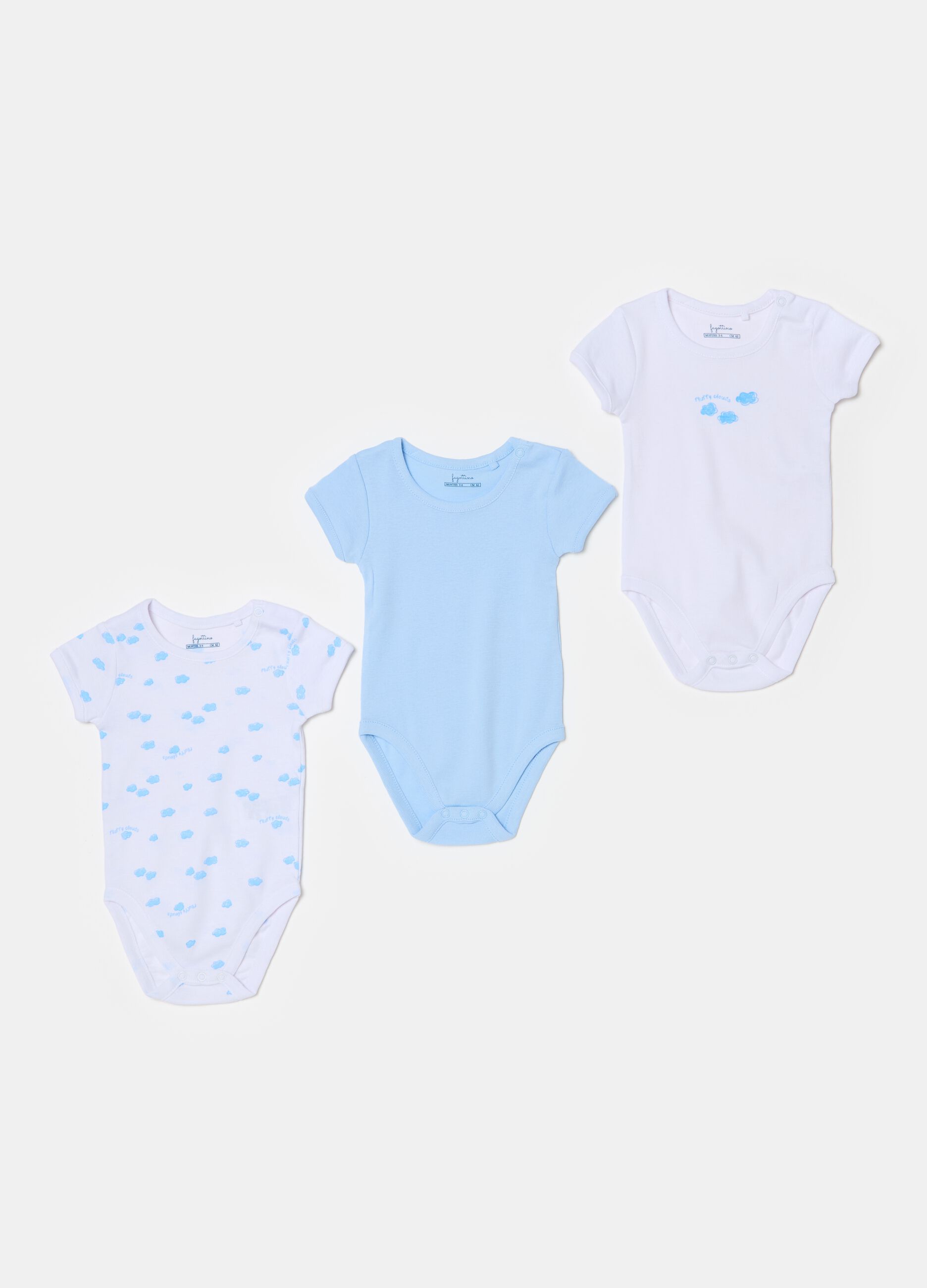 Three-pack bodysuits in organic cotton with print