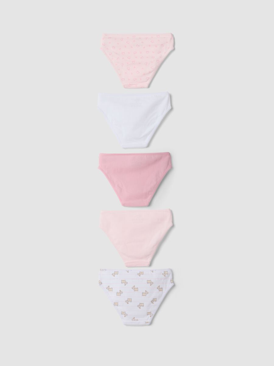 Multipack di cinque slip rosa e bianchi in cotone organico elasticizzato_1