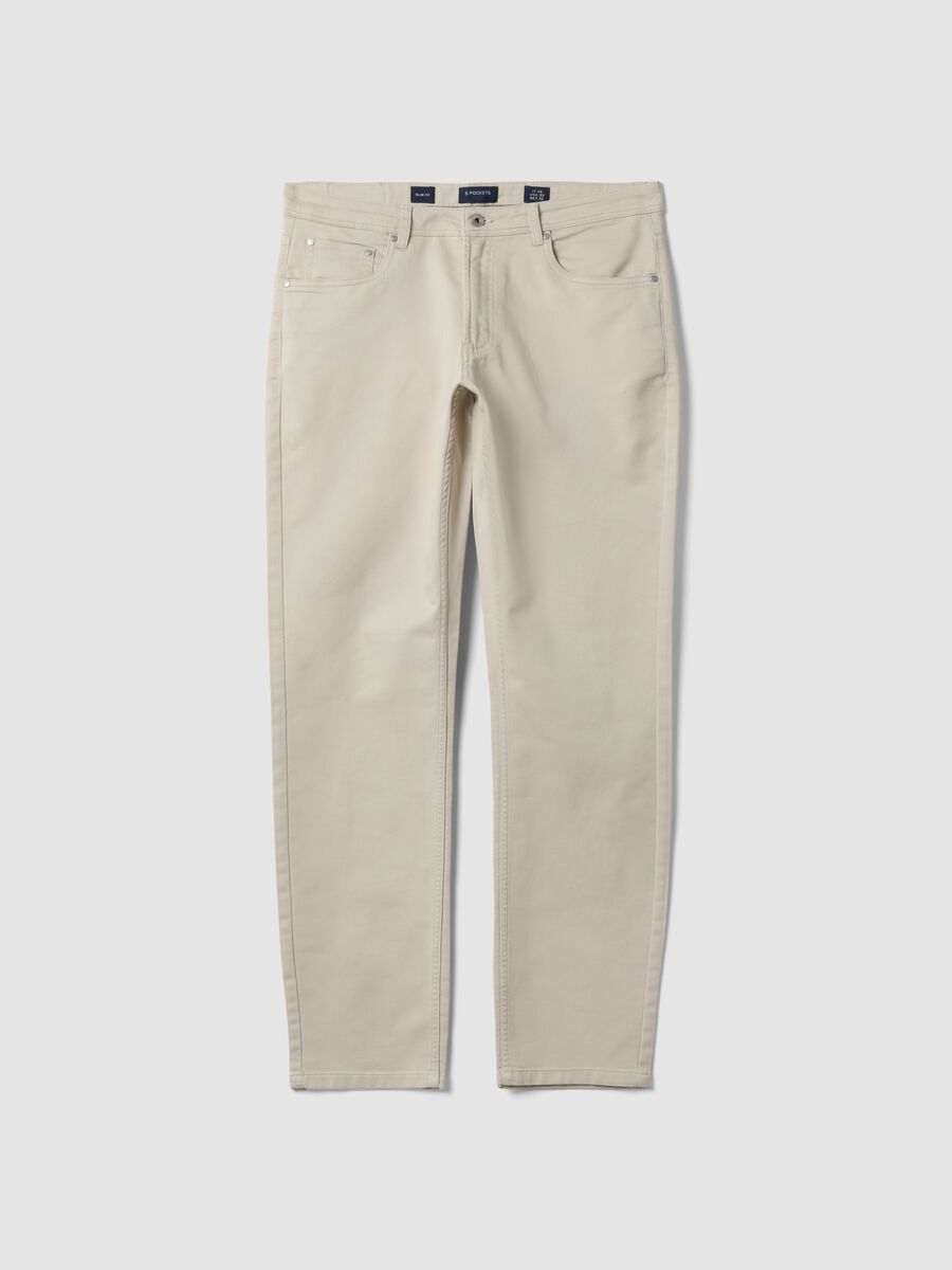 Green slim-fit stretch cotton dobby trousers_4