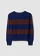 Blauer, gestreifter Pullover aus Viskosemix mit Polokragen, Regular Fit_2