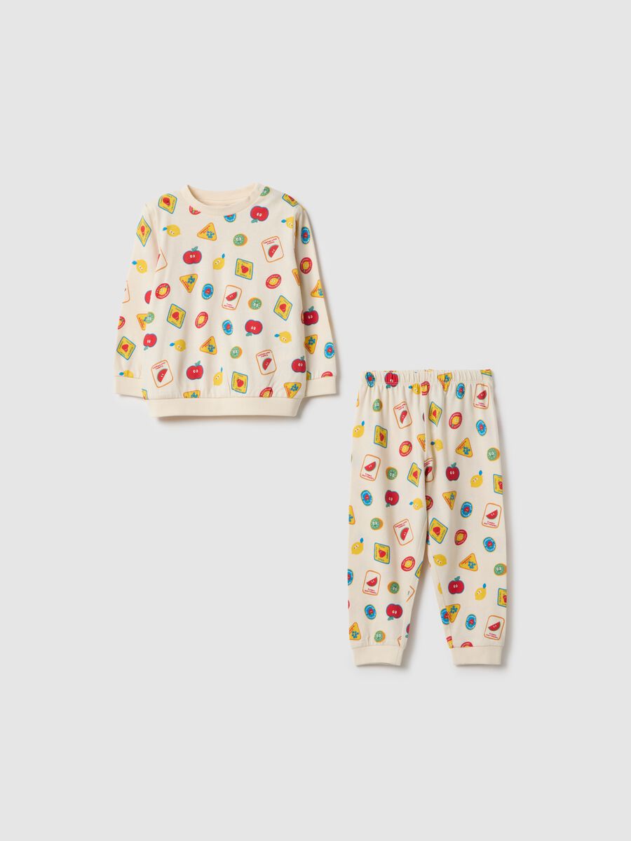 Multicolour newborn pyjamas in pure cotton regular fit with prints_0