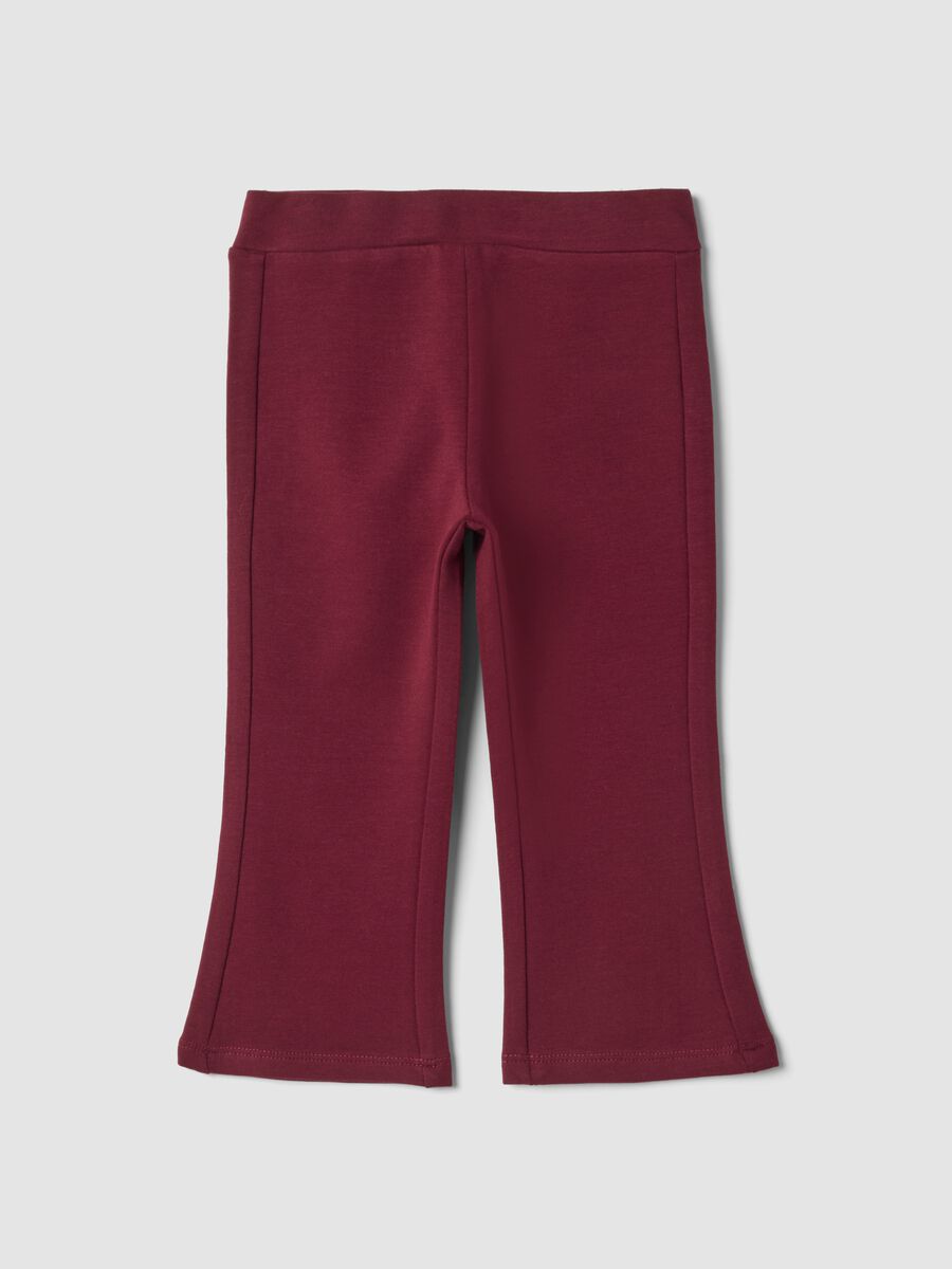 Red flared leggings in stretchy organic cotton_0