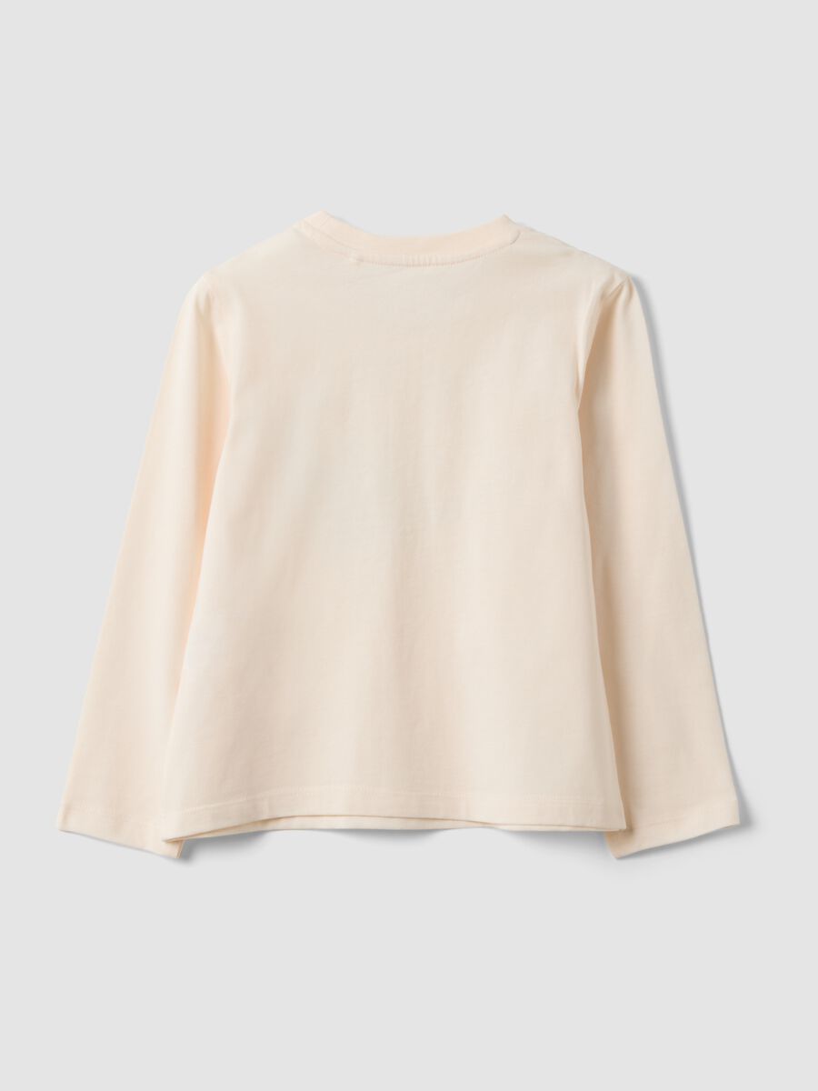 T-shirt beige in puro cotone organico con girocollo_1