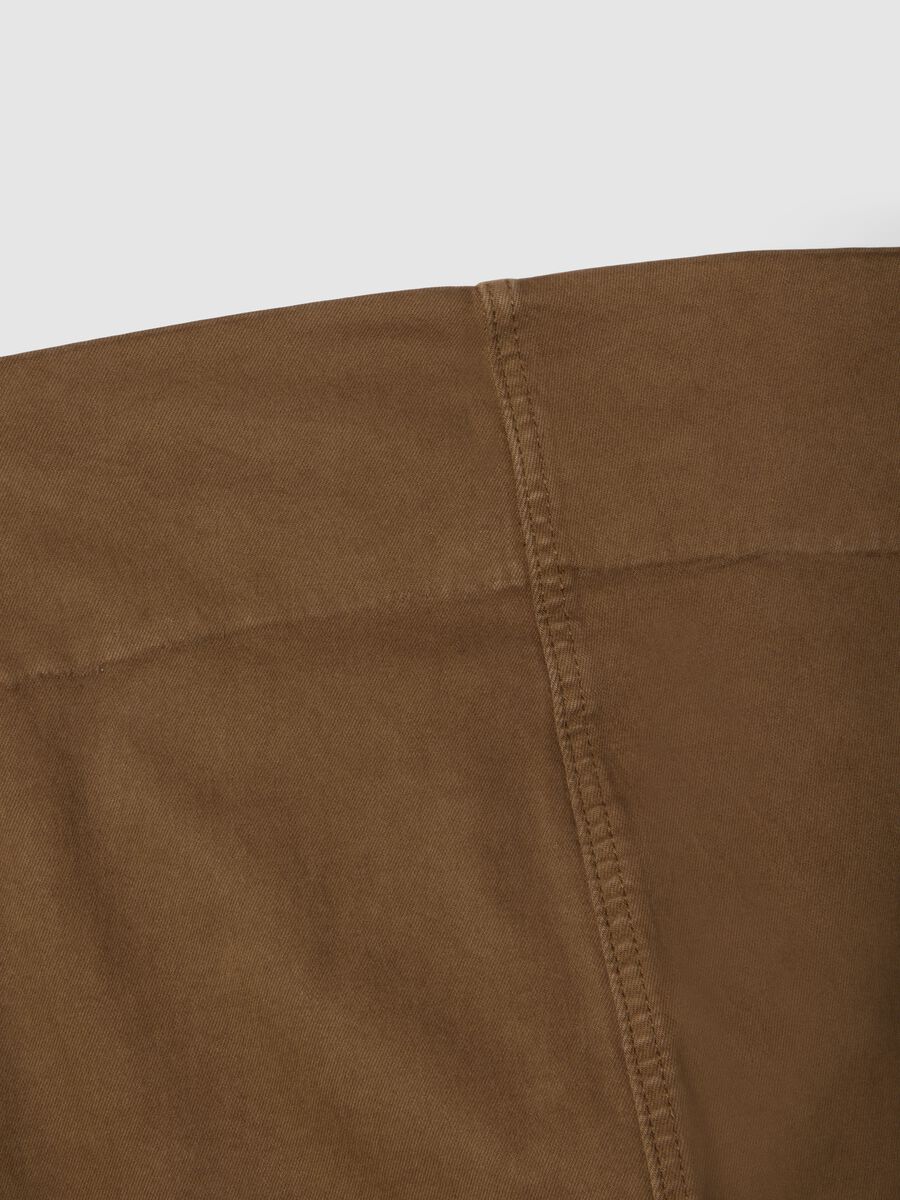 Brown Stretch Cotton Maternity Flare Trousers_1