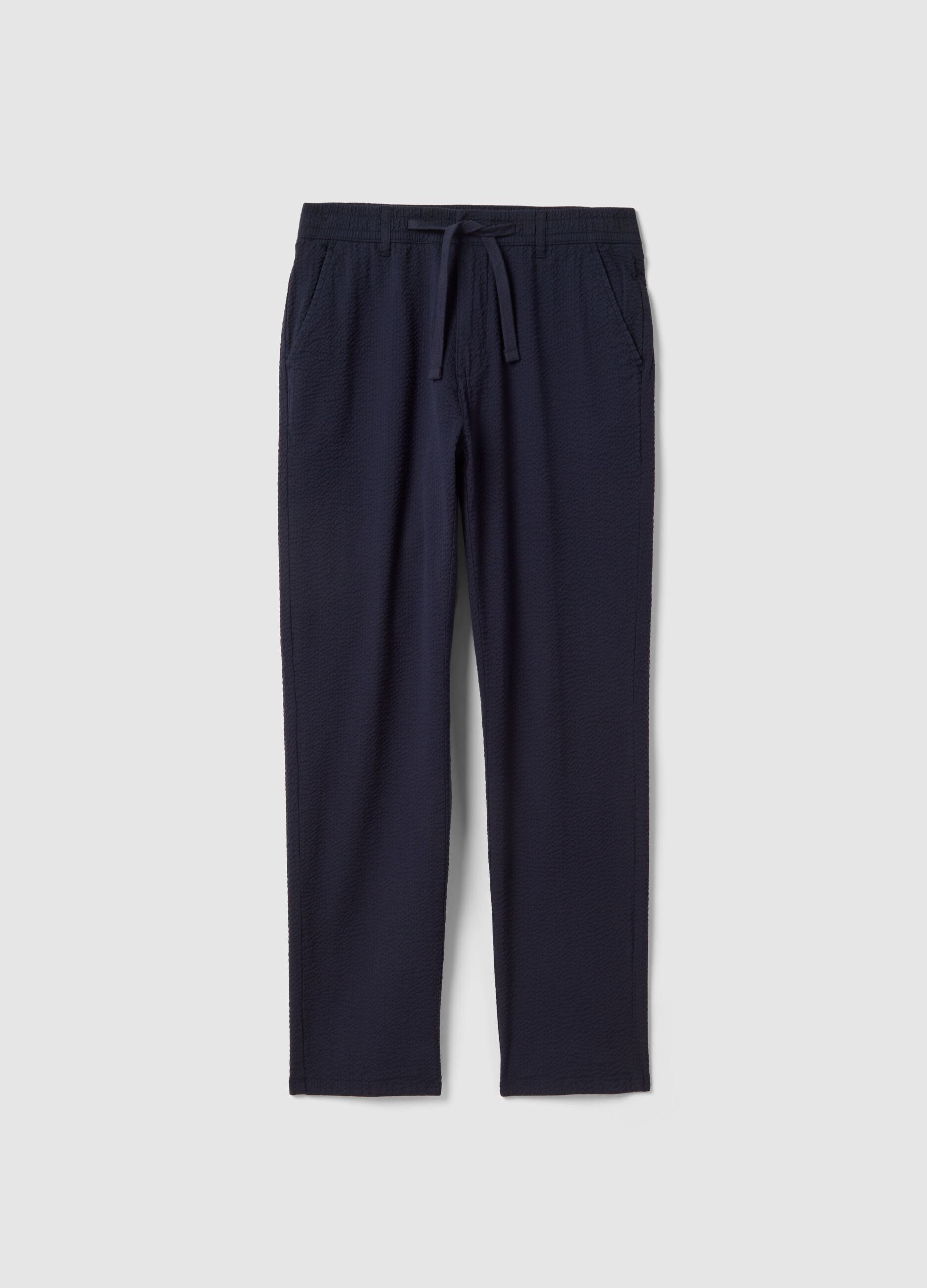 Regular fit blue stretch cotton chino trousers
