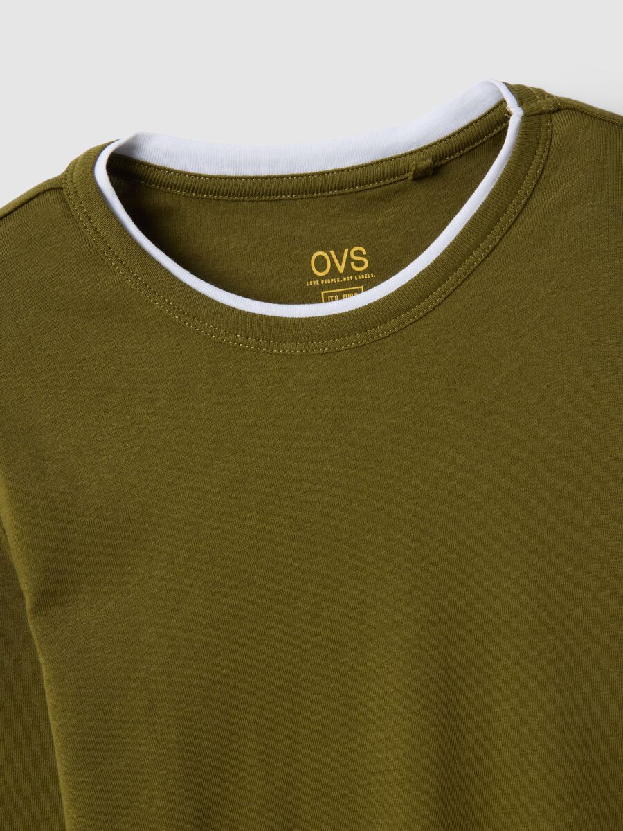 Maglia a maniche lunghe in puro cotone verde regular fit_1