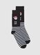 Multicolour Christmas Stockings with Stripes and Santa Claus in Cotton Blend_0