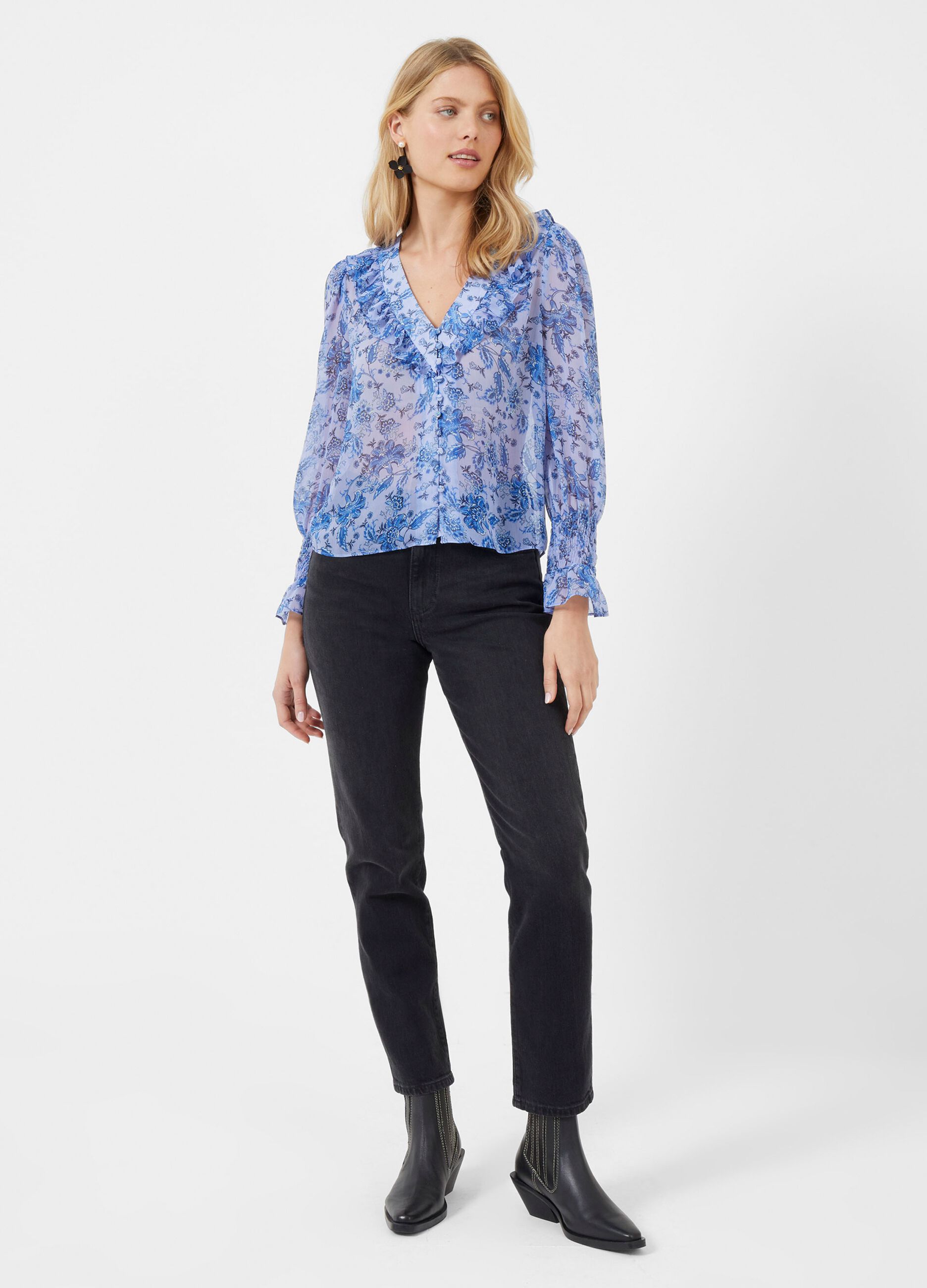 Blusa floral con botones French Connection