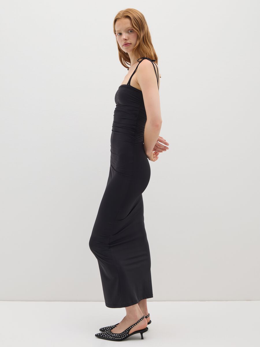 Ruched Black Long Dress_1