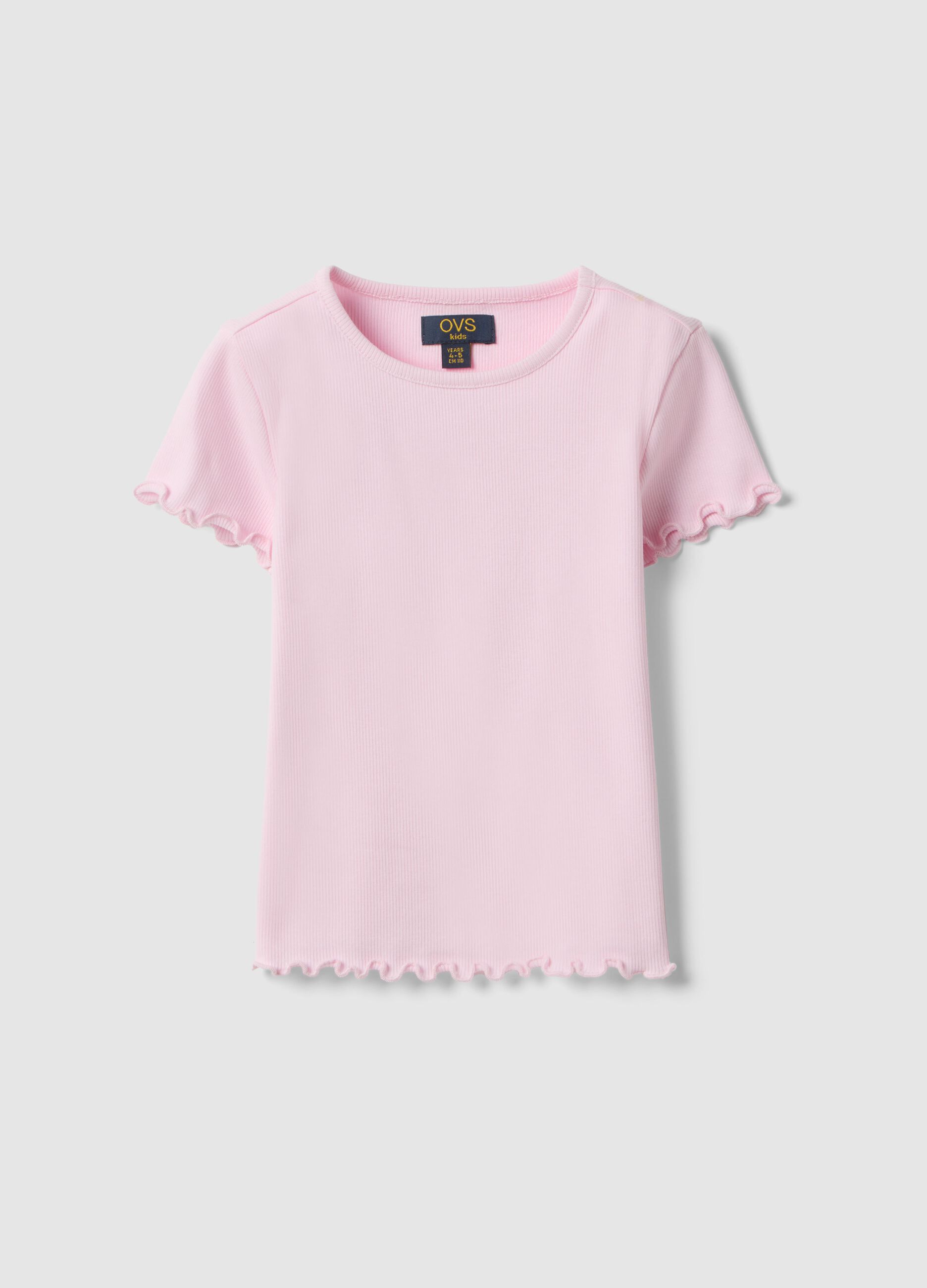 T-shirt de Algod&atilde;o El&aacute;stico Rosa Para Meninas Regular Fit