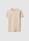 Boy's beige crew neck T-shirt in pure cotton, over fit_3