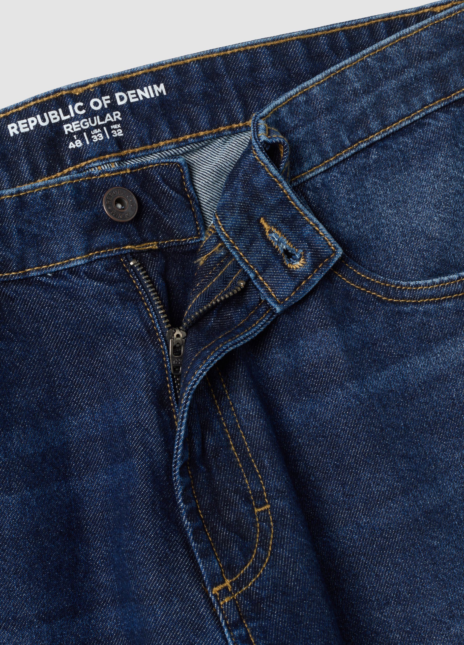 Jeans de ganga regular fit em algod&atilde;o puro