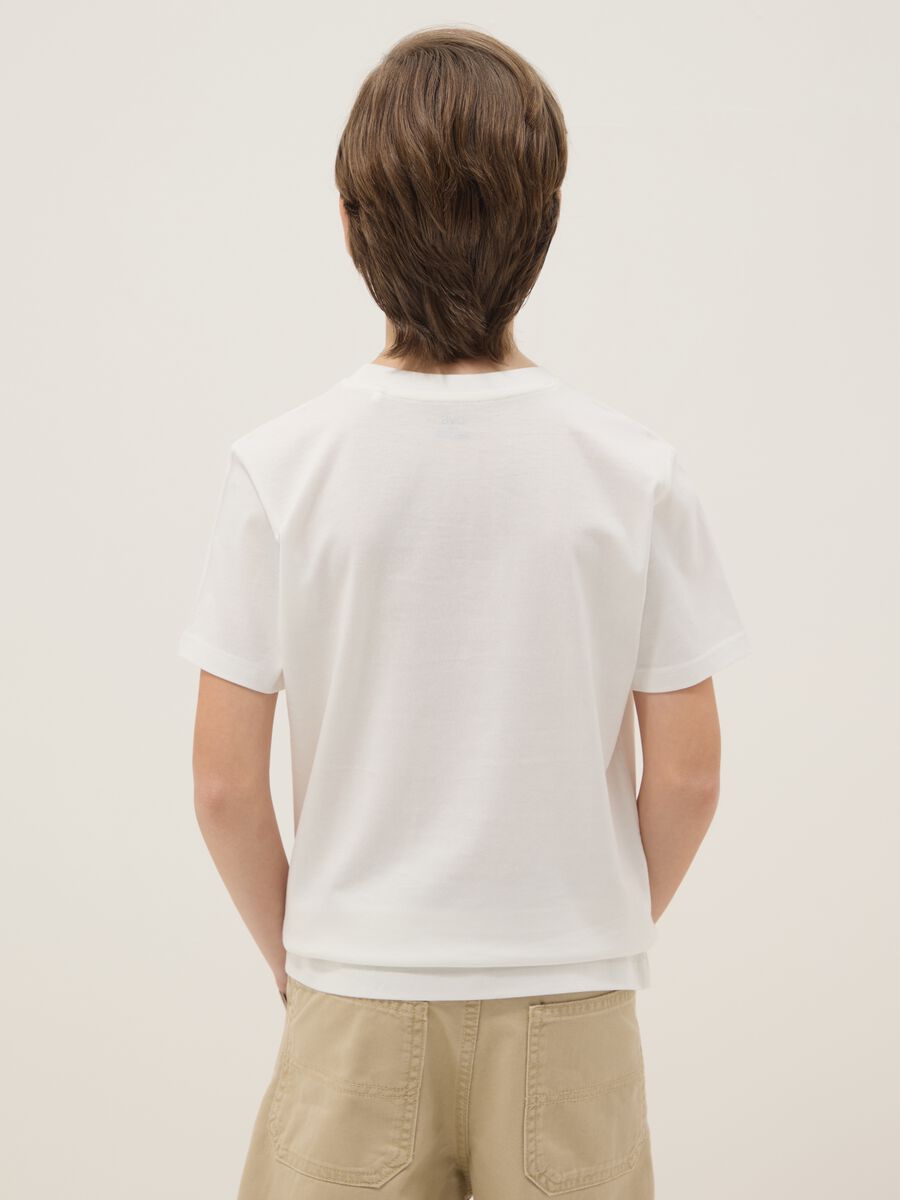 White pure cotton boy's t-shirt regular fit with print_1