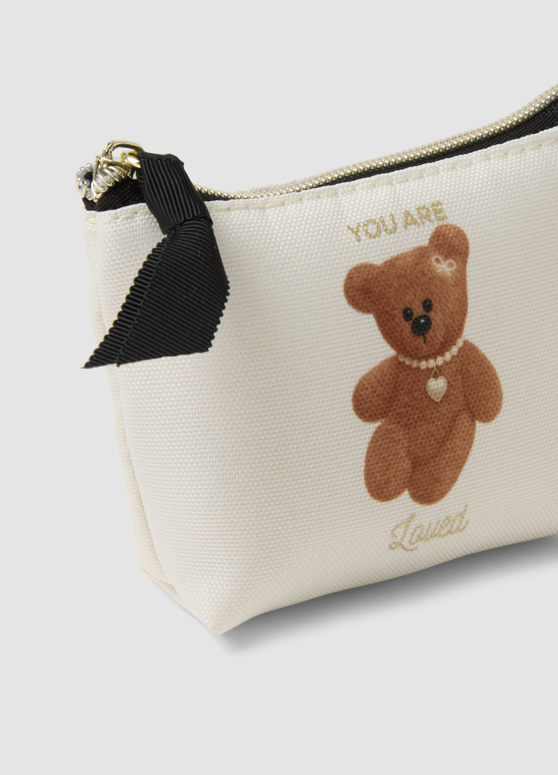 Wei&szlig;e Pochette mit Teddy-Print