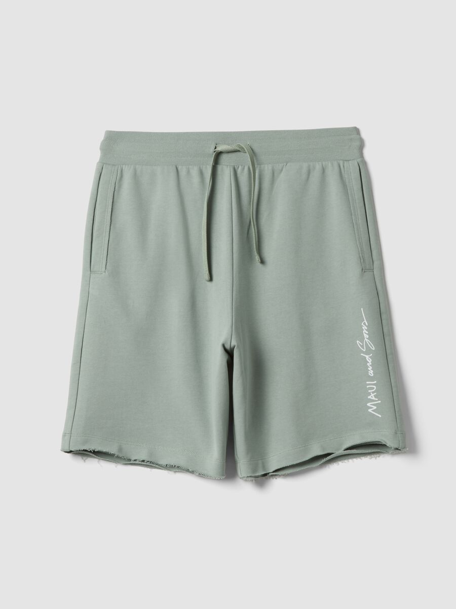 Green pure cotton relaxed-fit shorts_4