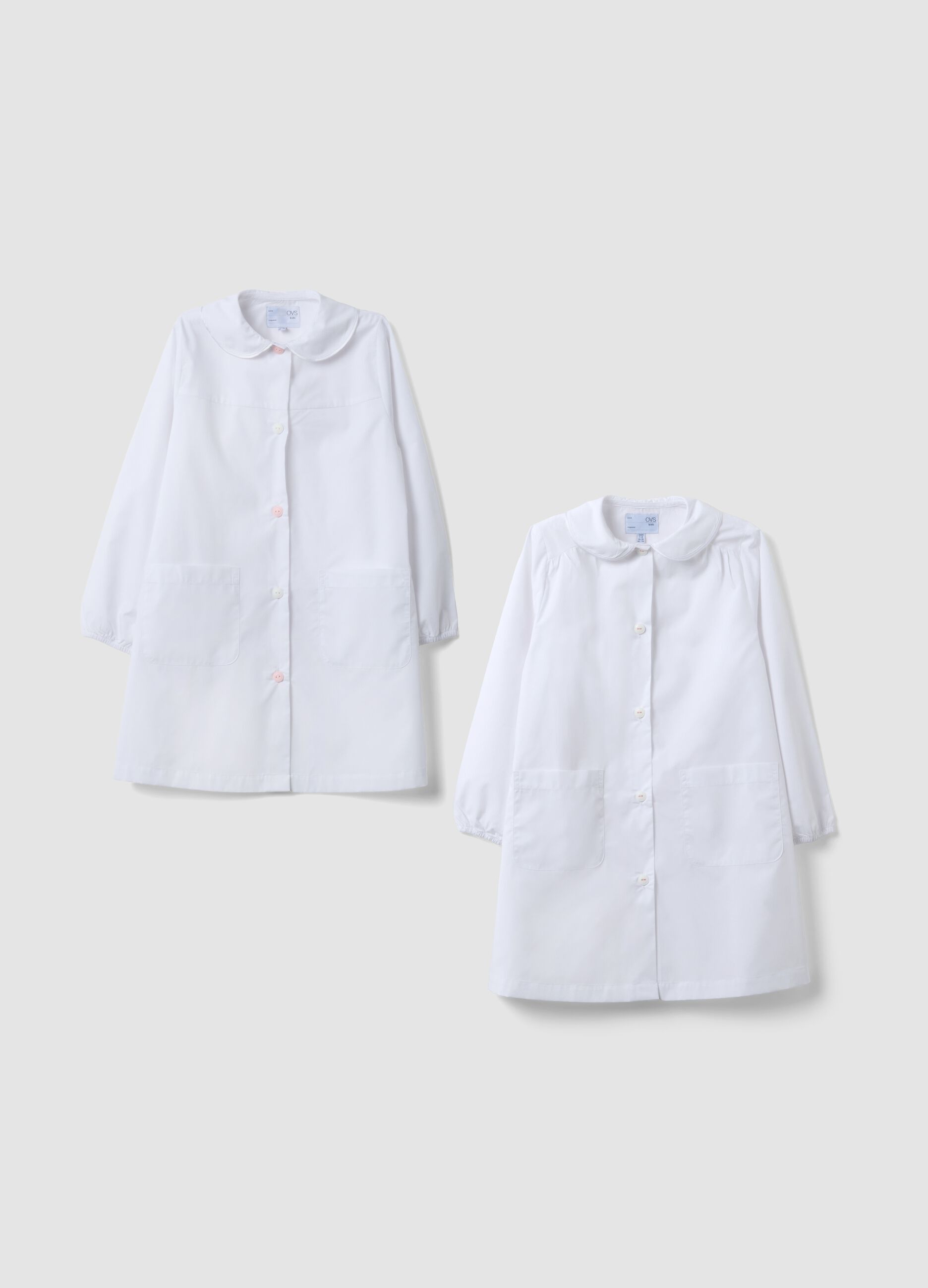 2-pack of white girls&rsquo; school aprons with classic collar