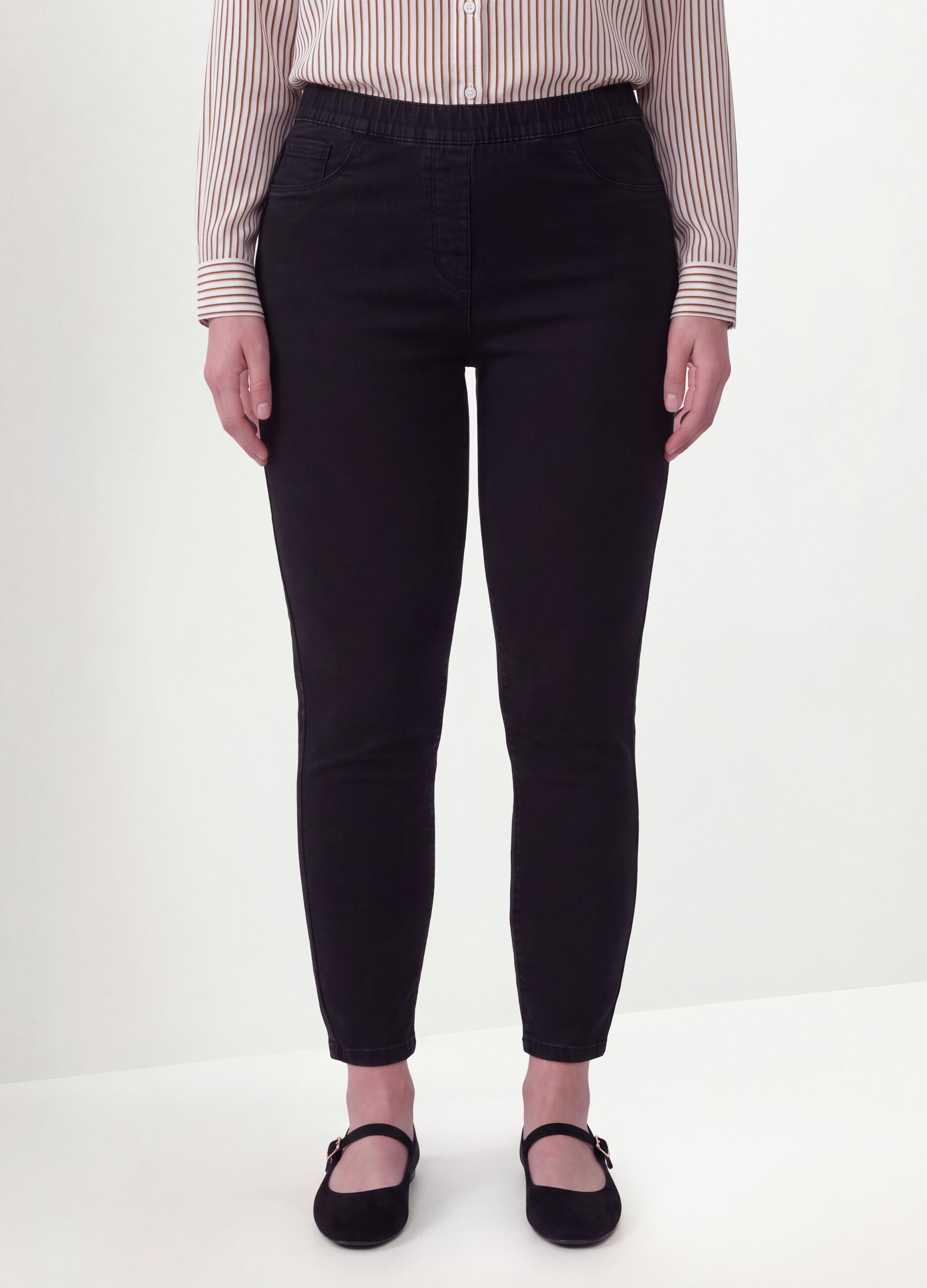 Black skinny jeggings in stretch cotton and viscose