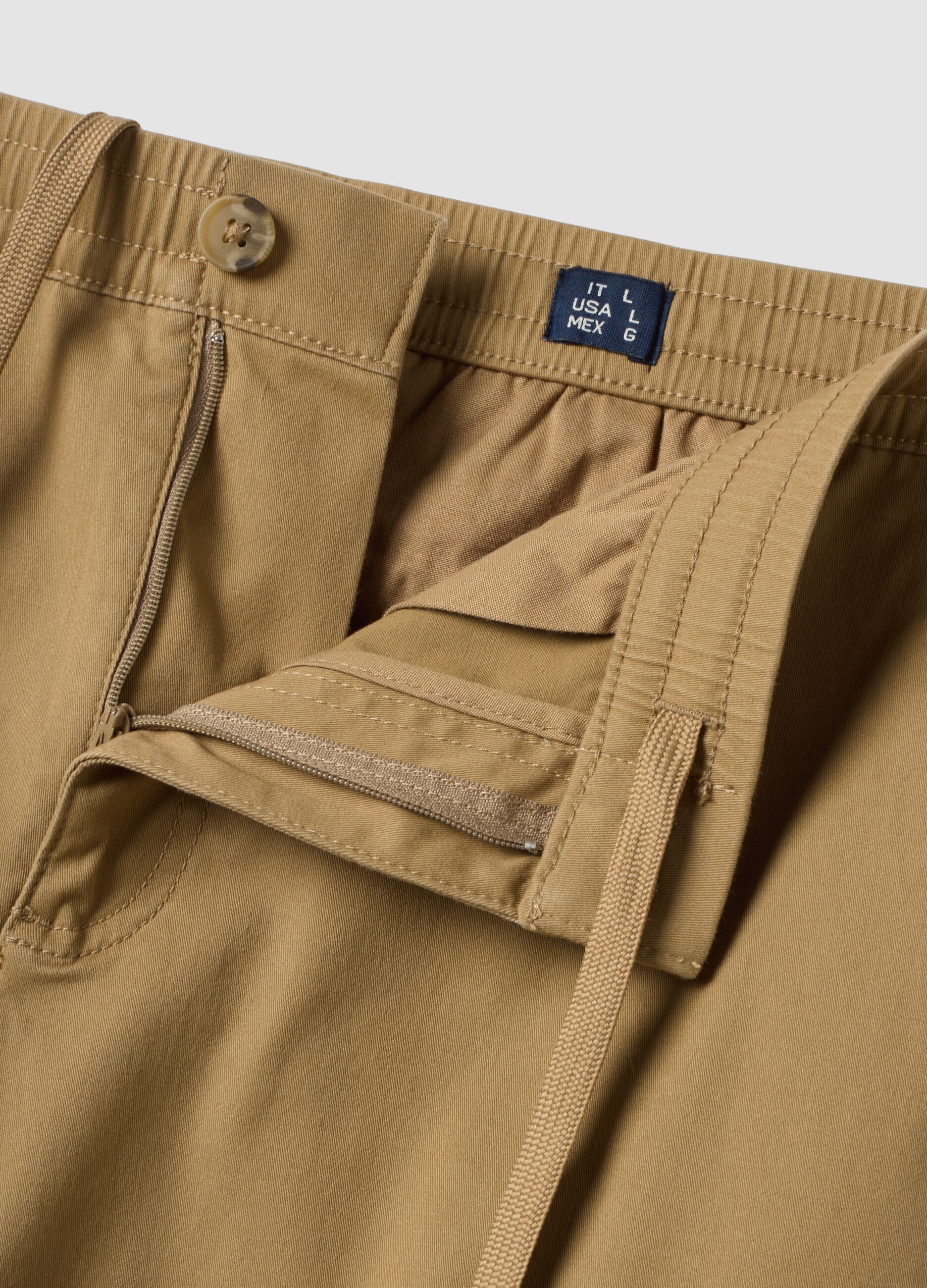 Pantaloni cargo marroni in cotone elasticizzato regular fit