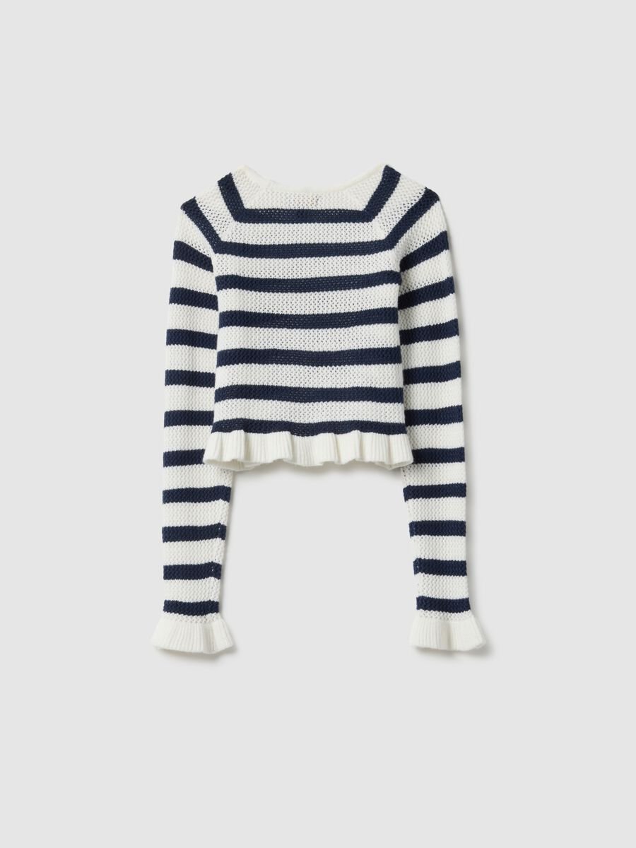 Girl's multicolour striped viscose blend fitted top_4