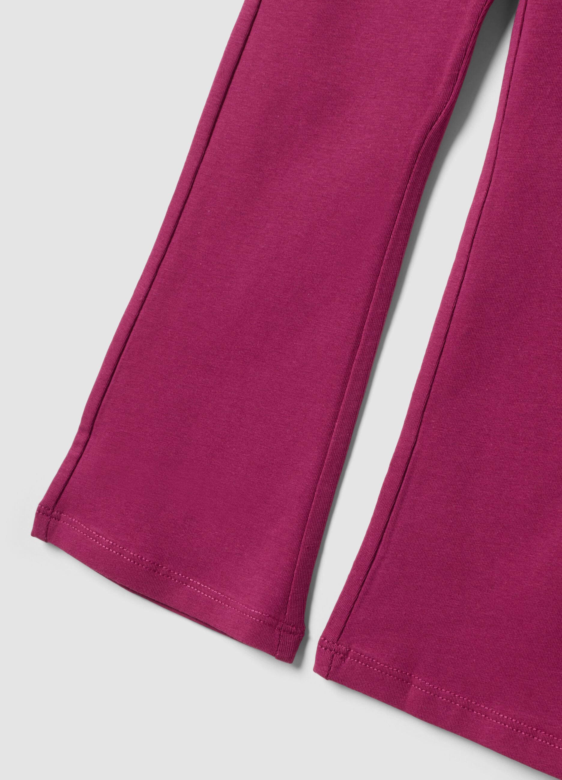 Purple stretch cotton flared leggings for girls