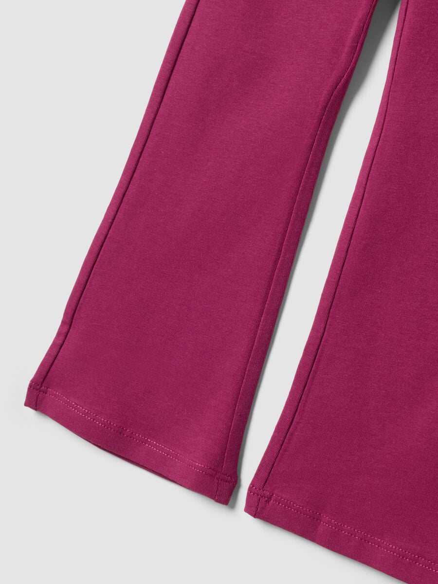 Purple stretch cotton flared leggings for girls_3