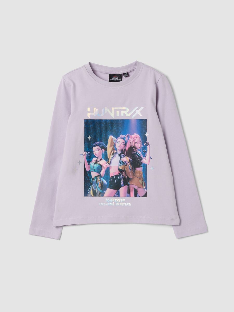 T-shirt roxa em algod&atilde;o el&aacute;stico com estampado K-Pop Demon Hunters_0