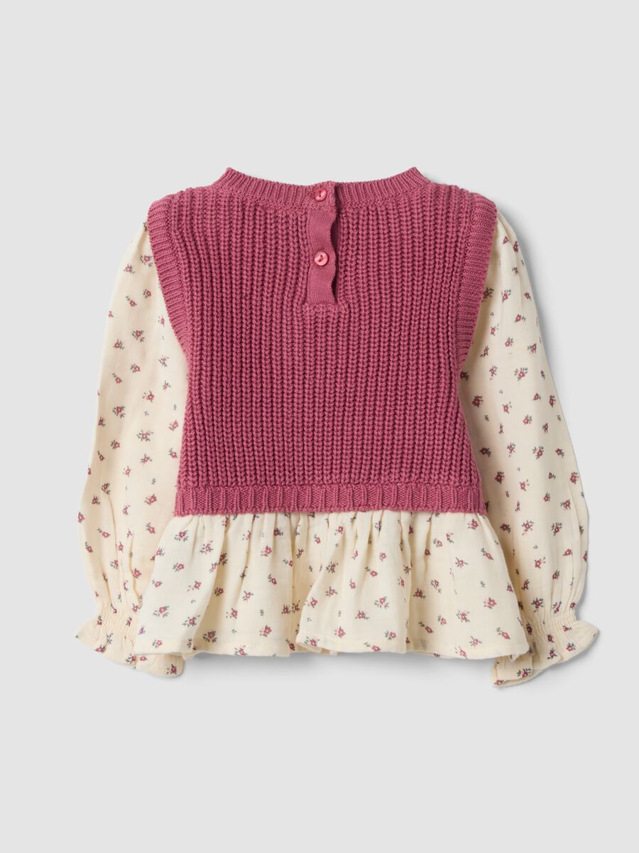 Pink crew-neck jumper in a viscose-cotton blend_1