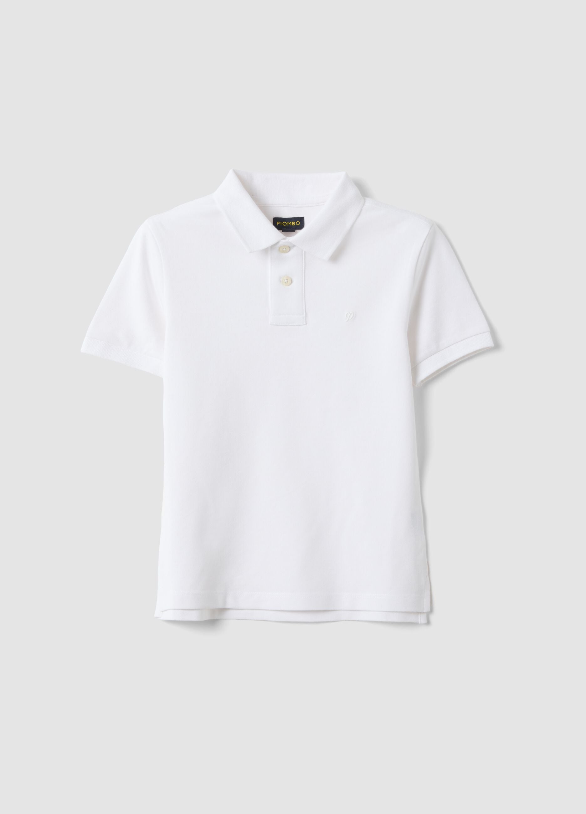 Polo branca de algod&atilde;o el&aacute;stico para crian&ccedil;as ajuste regular