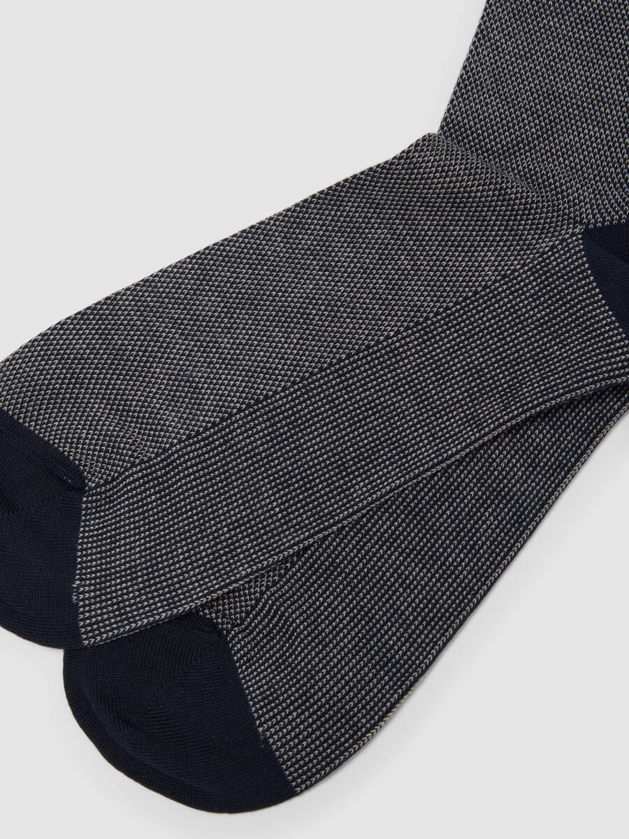Navy blue long stretch cotton socks_2