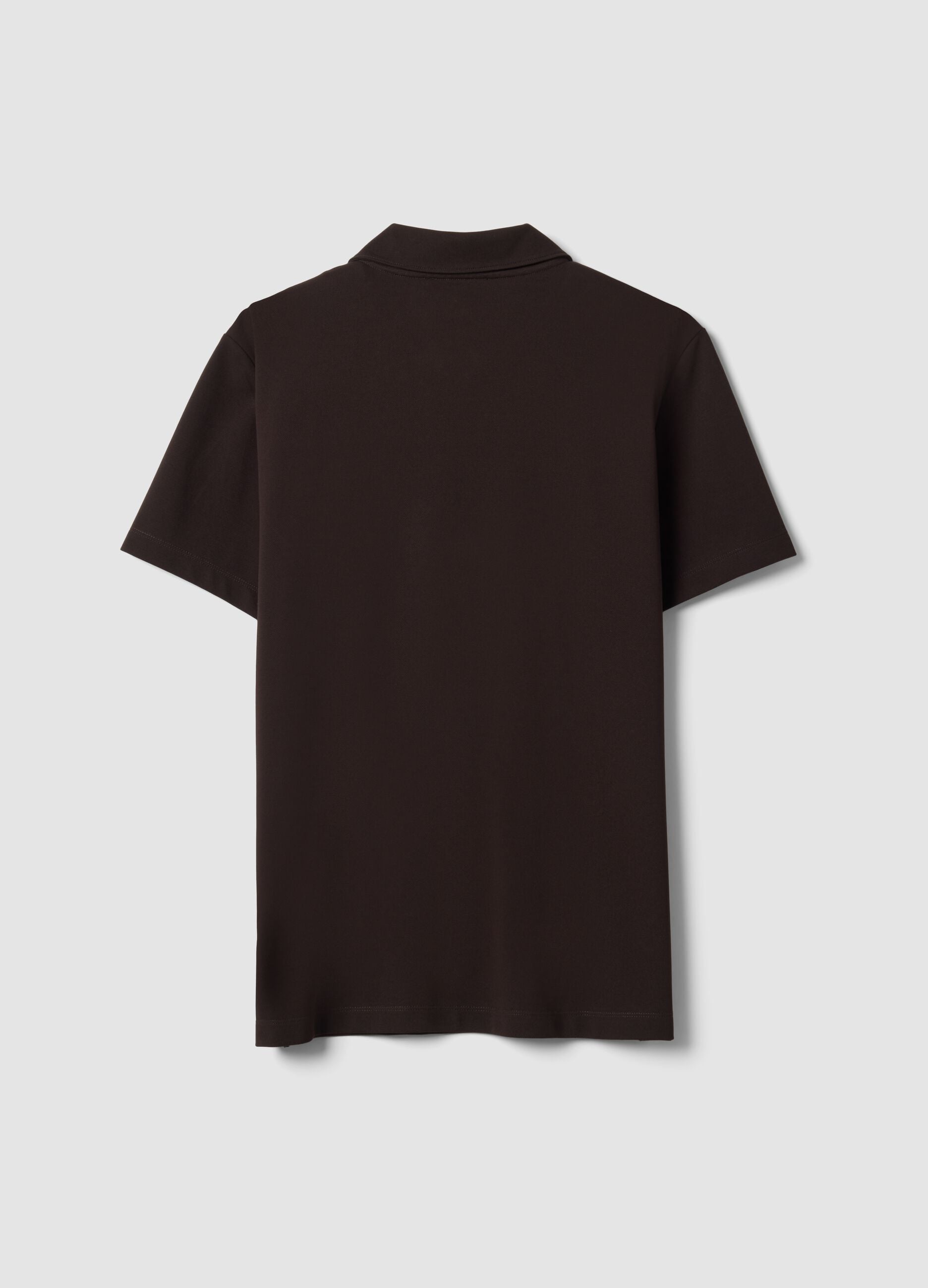 Braunes Poloshirt aus 2-Wege-Stretch-Baumwolle, Regular Fit