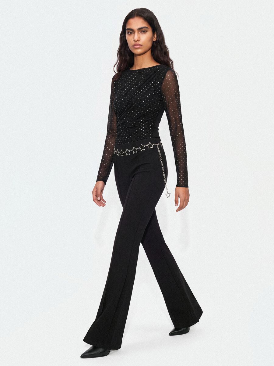 Black flared trousers in stretch modal_4