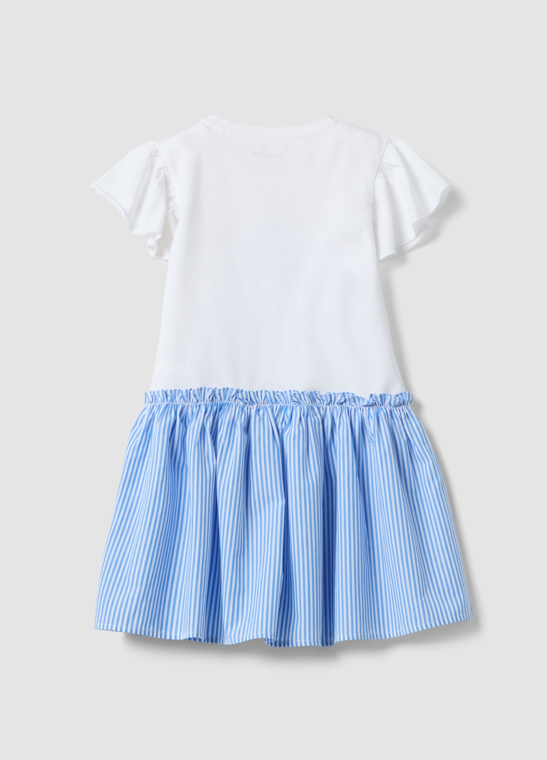 Mehrfarbiges M&auml;dchenkleid aus elastischer Baumwolle mit Frozen-Print