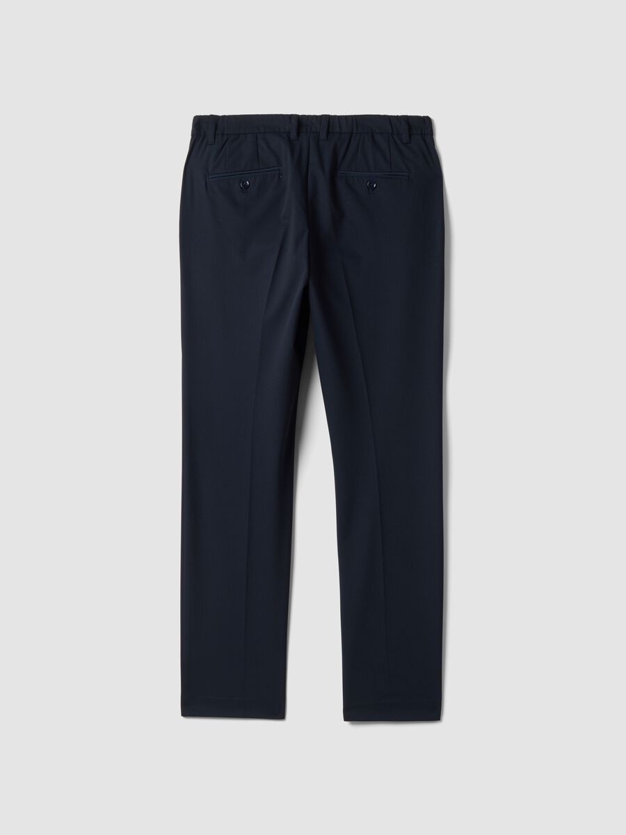Navy slim-fit stretch viscose twill chino trousers_6