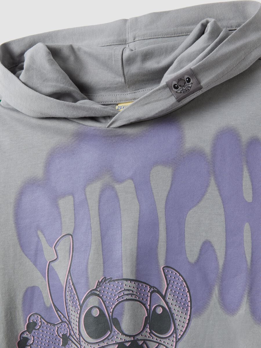 Grauer Hoodie aus reiner Baumwolle mit Lilo & Stitch-Print f&uuml;r M&auml;dchen_2