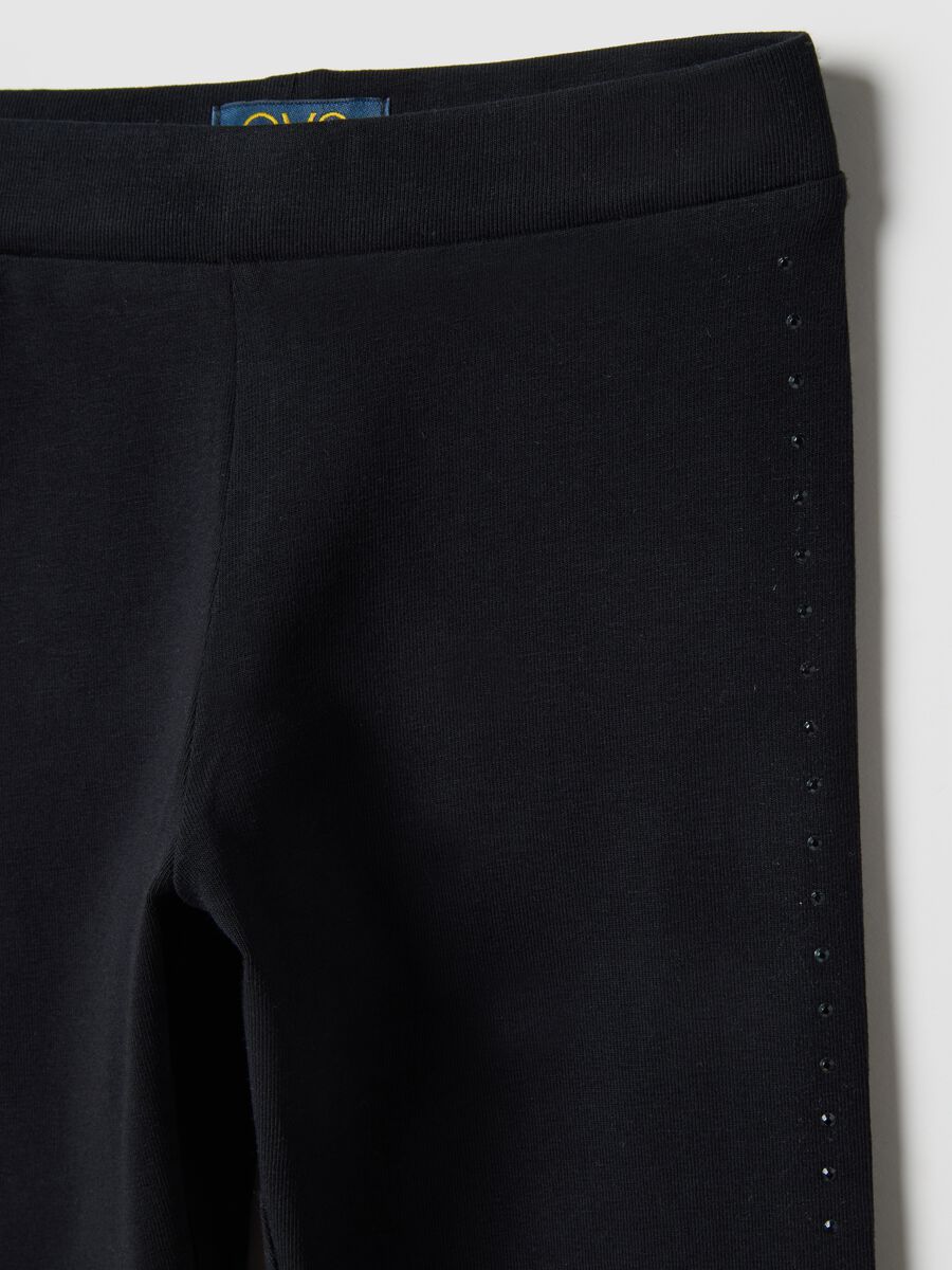 Girls' Black Stretch Cotton Slim Fit Leggings_2