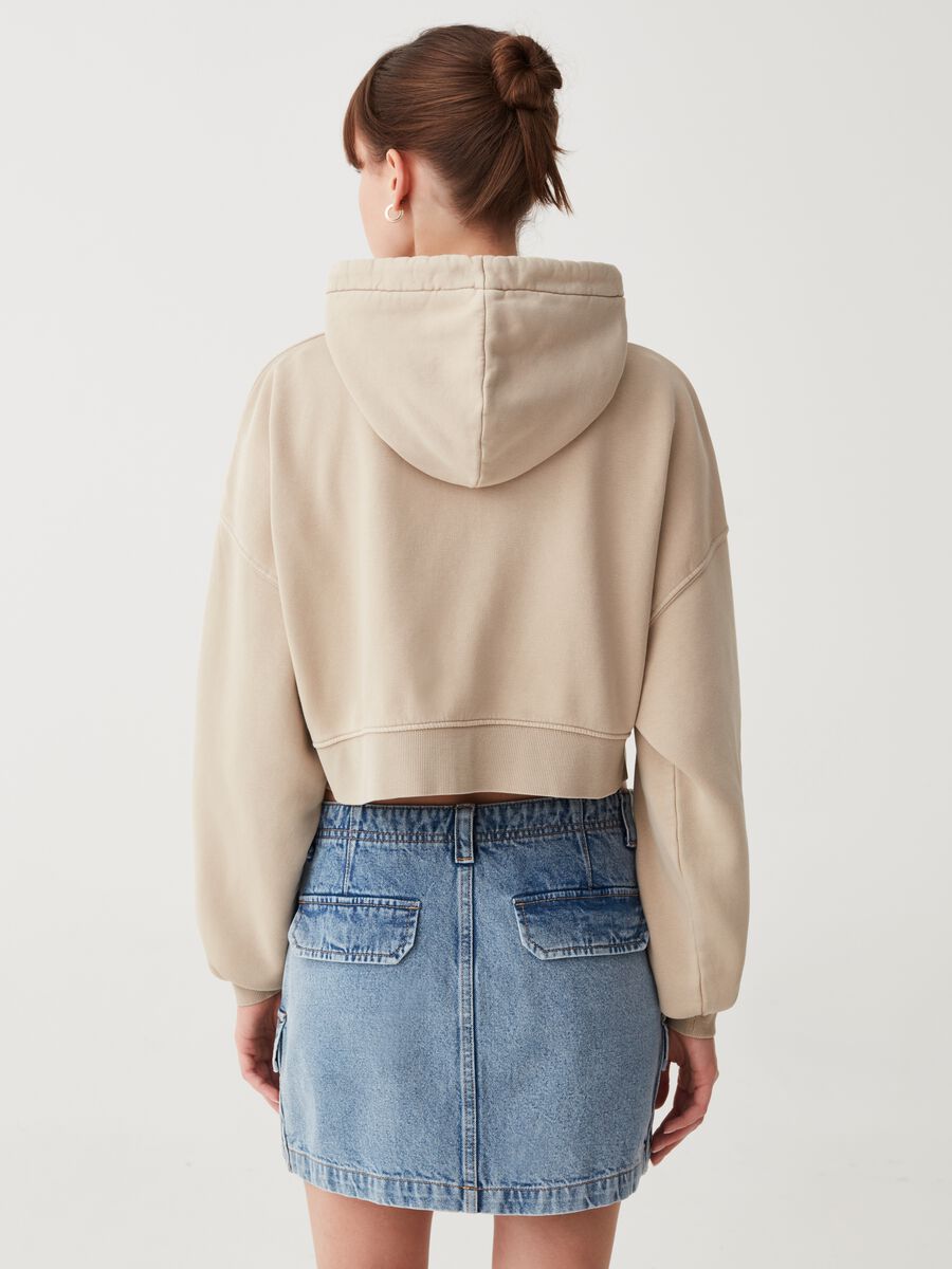 Full-zip cropped sweatshirt with hood_2