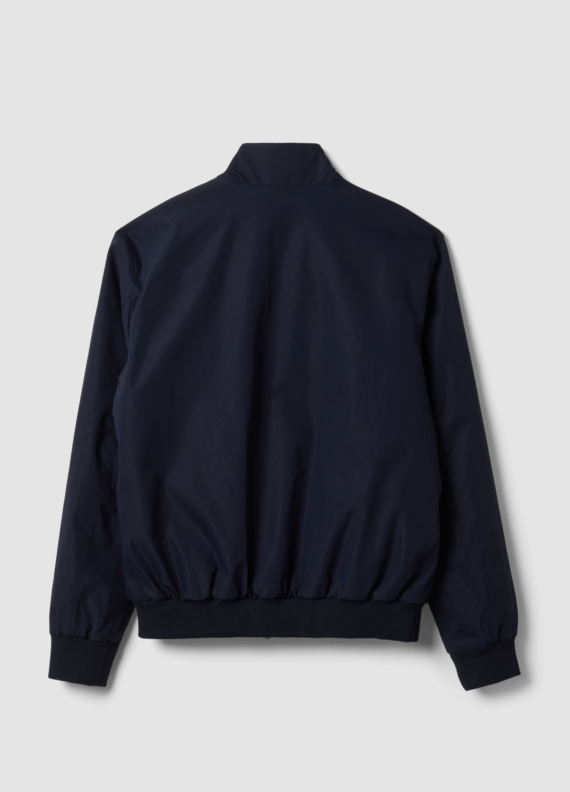 Navy blue regular-fit jacket with zip and high collar