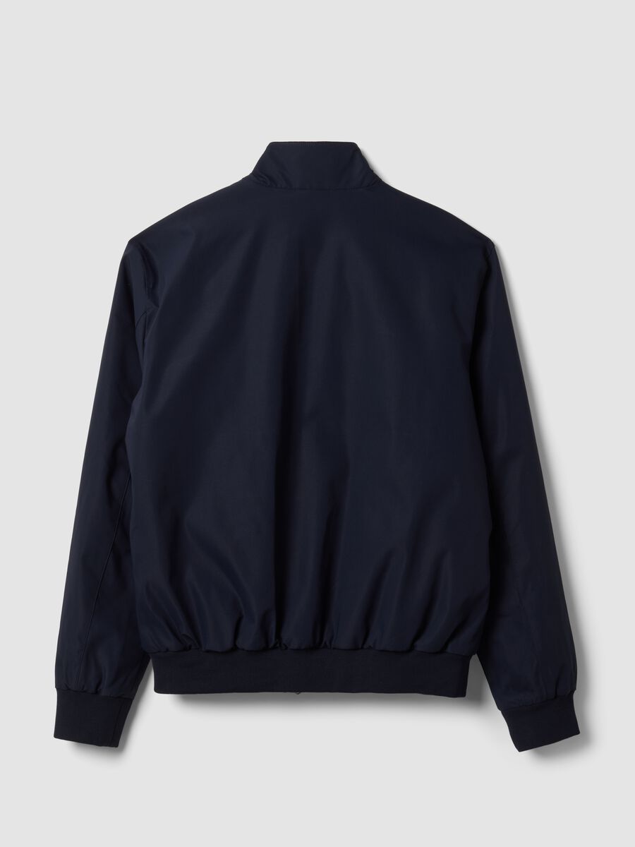 Navy blue regular-fit jacket with zip and high collar_1