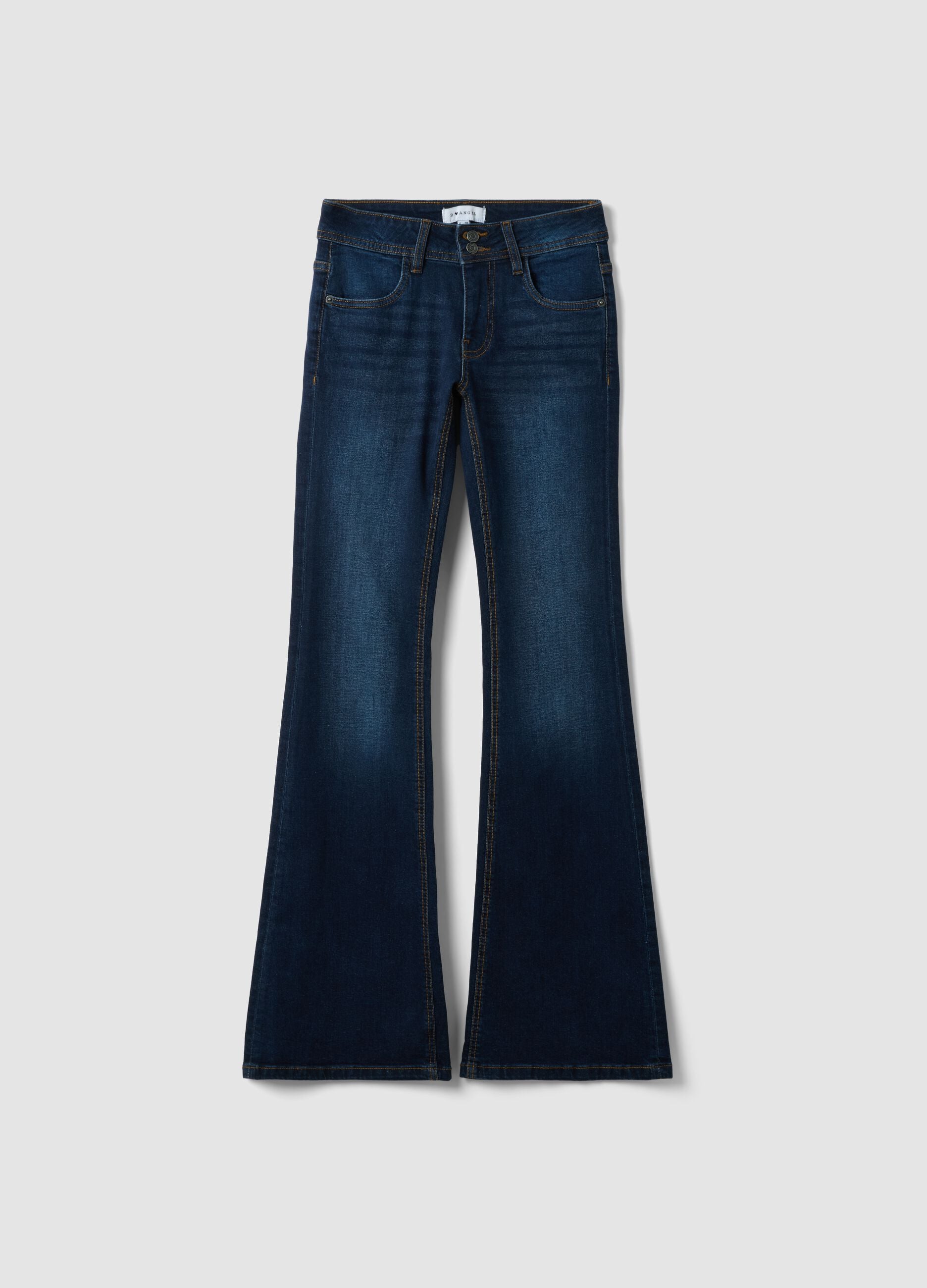 Jeans blu in cotone elasticizzato flare fit