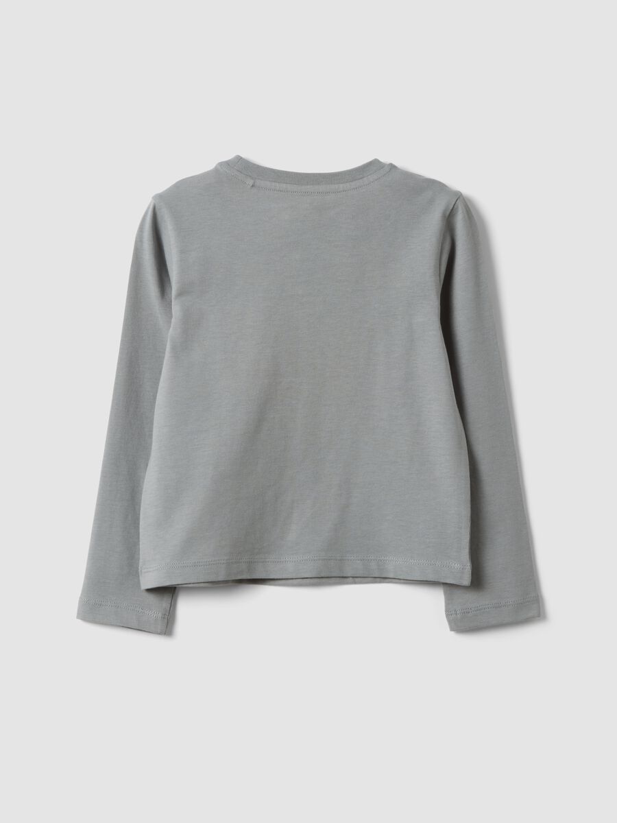 Grey organic cotton T-shirt with front print for girls_3
