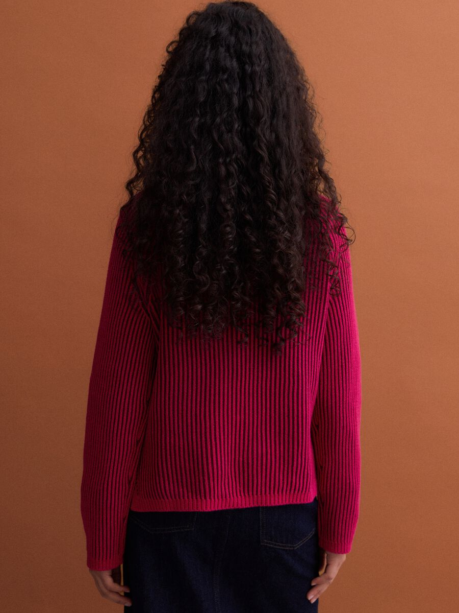 Multicolour pure cotton ribbed crew-neck jumper, regular fit_3